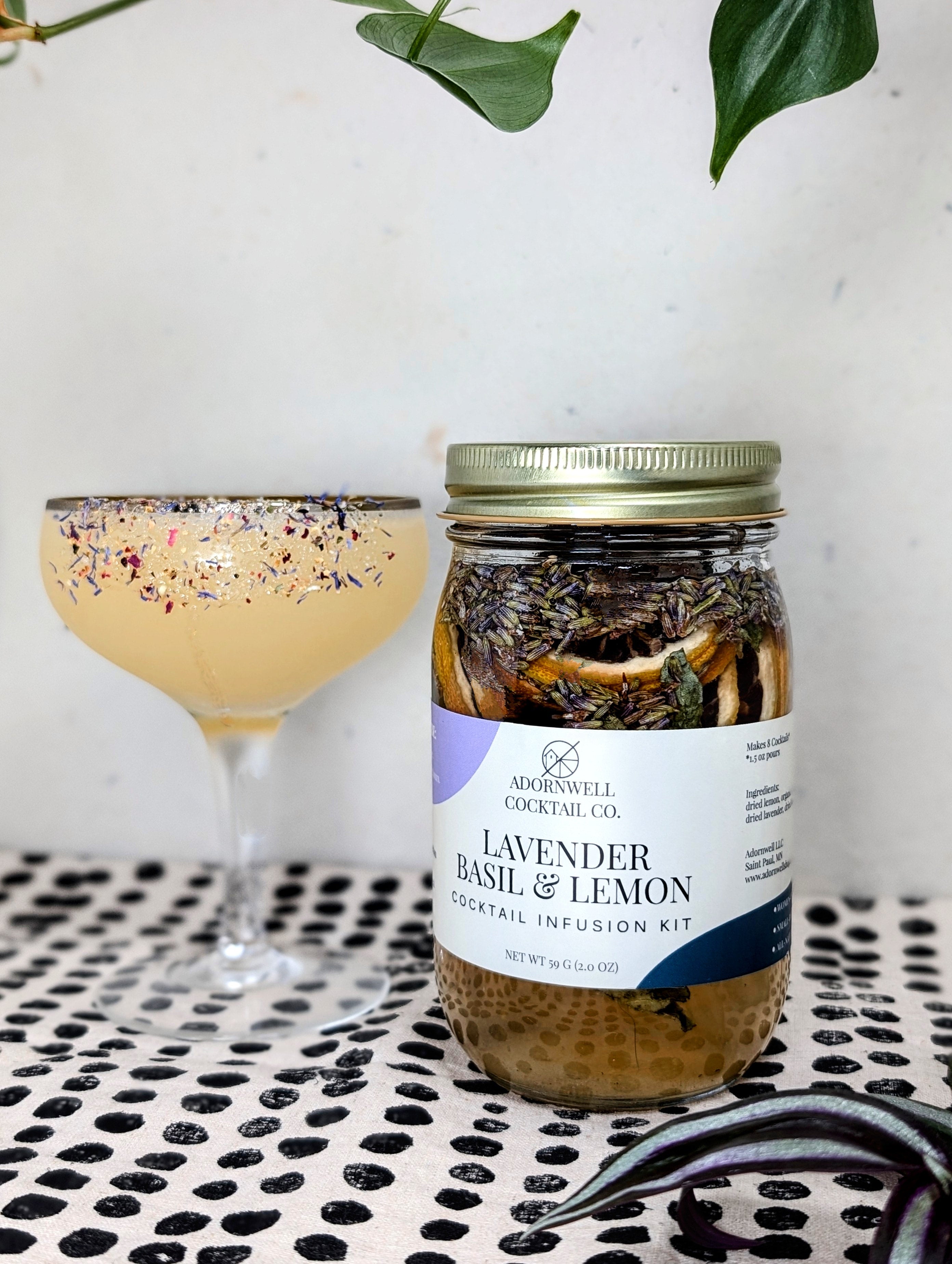 Cocktail Infusion Kit Lavender Basil and Lemon Adornwell Cocktail